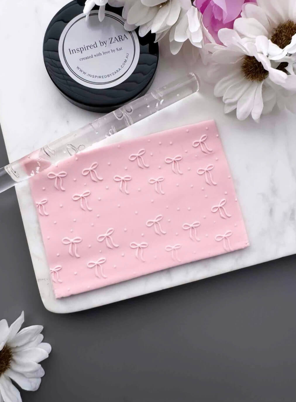 Acrylic Rolling Pin - Polka Dots and Long Bows