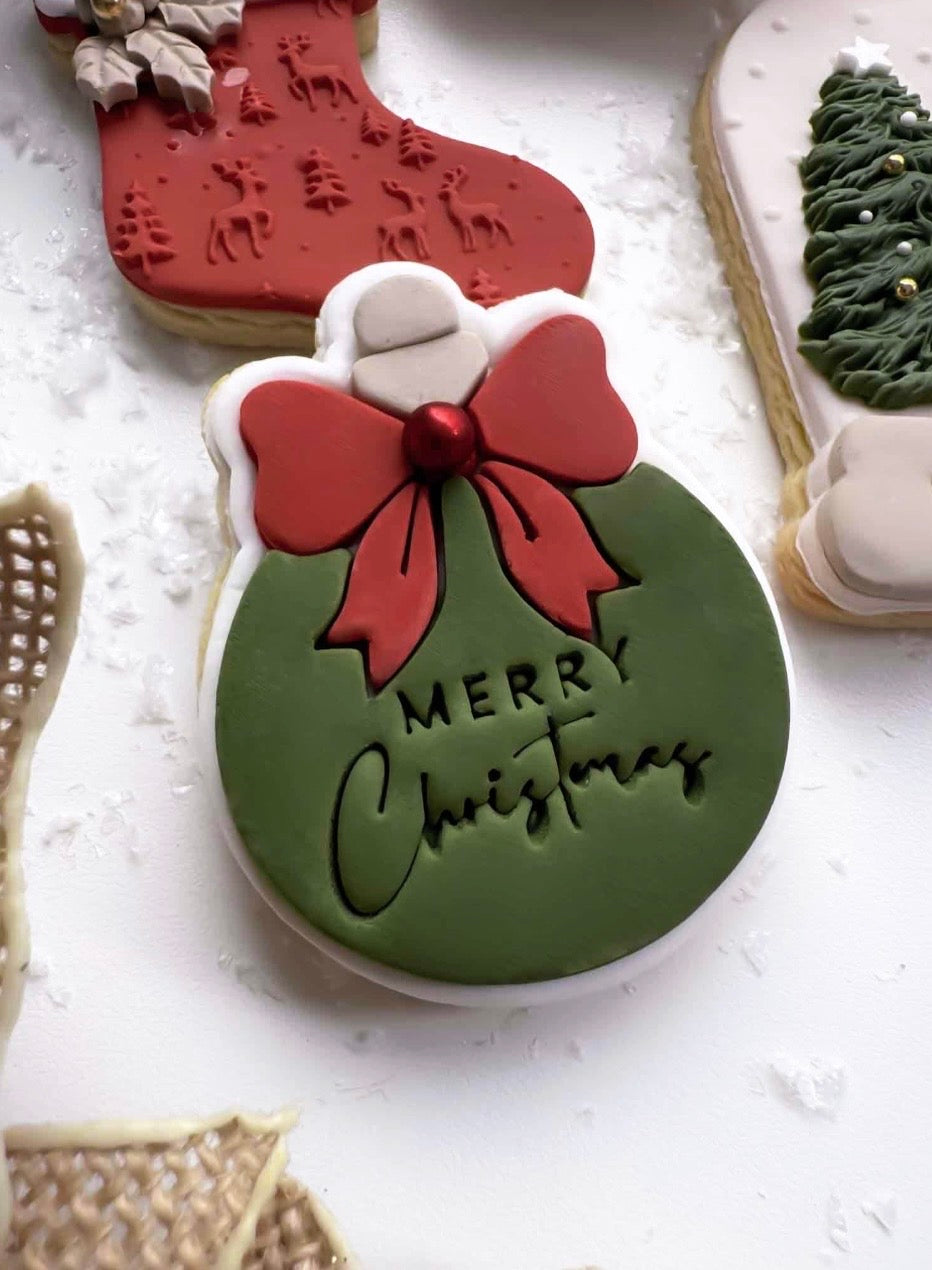 Circle Bauble with Bow Cookie Stamp and Cutter