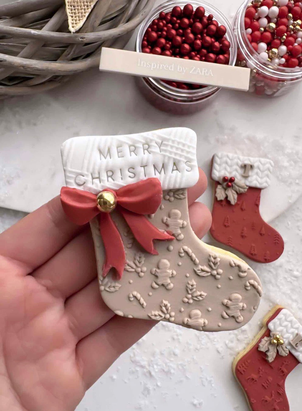 Acrylic Rolling Pin - Gingerbread and Candy Cane