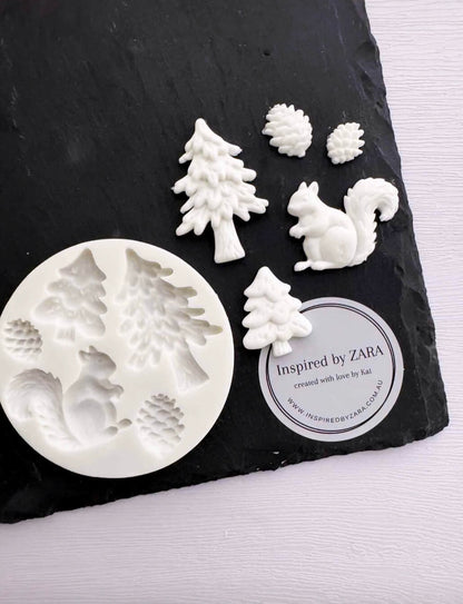 Squirrel and Trees Silicone Mould