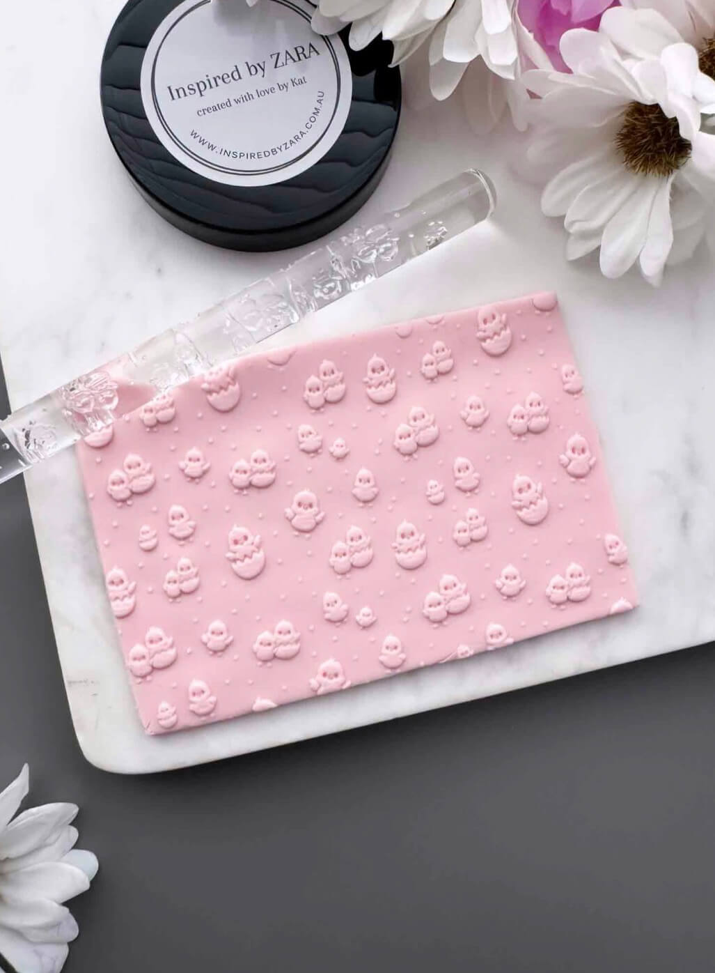 Acrylic Rolling Pin - Baby Chicks and Polka Dots