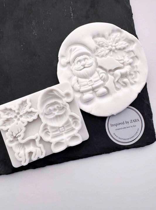 Santa, Reindeer and Holly Silicone Mould
