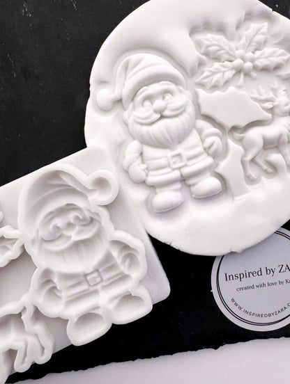 Santa, Reindeer and Holly Silicone Mould