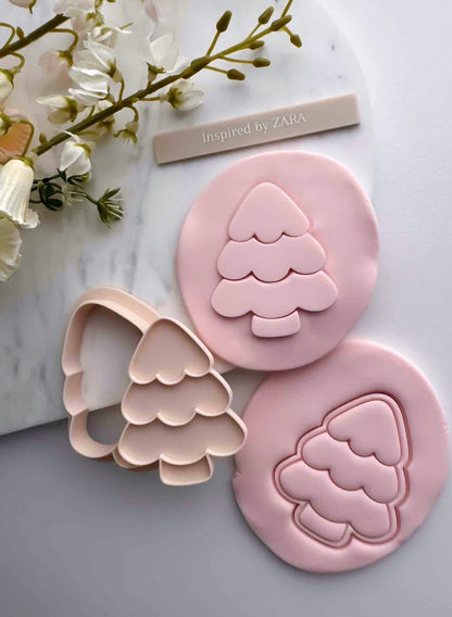 Curve Christmas Tree Cookie Stamp and Cutter