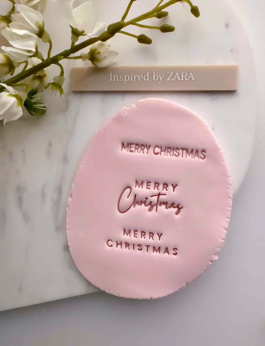 Merry Christmas Capital 2-Lines Impression Stamp
