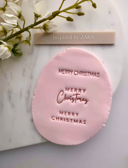 Merry Christmas Capital 2-Lines Impression Stamp
