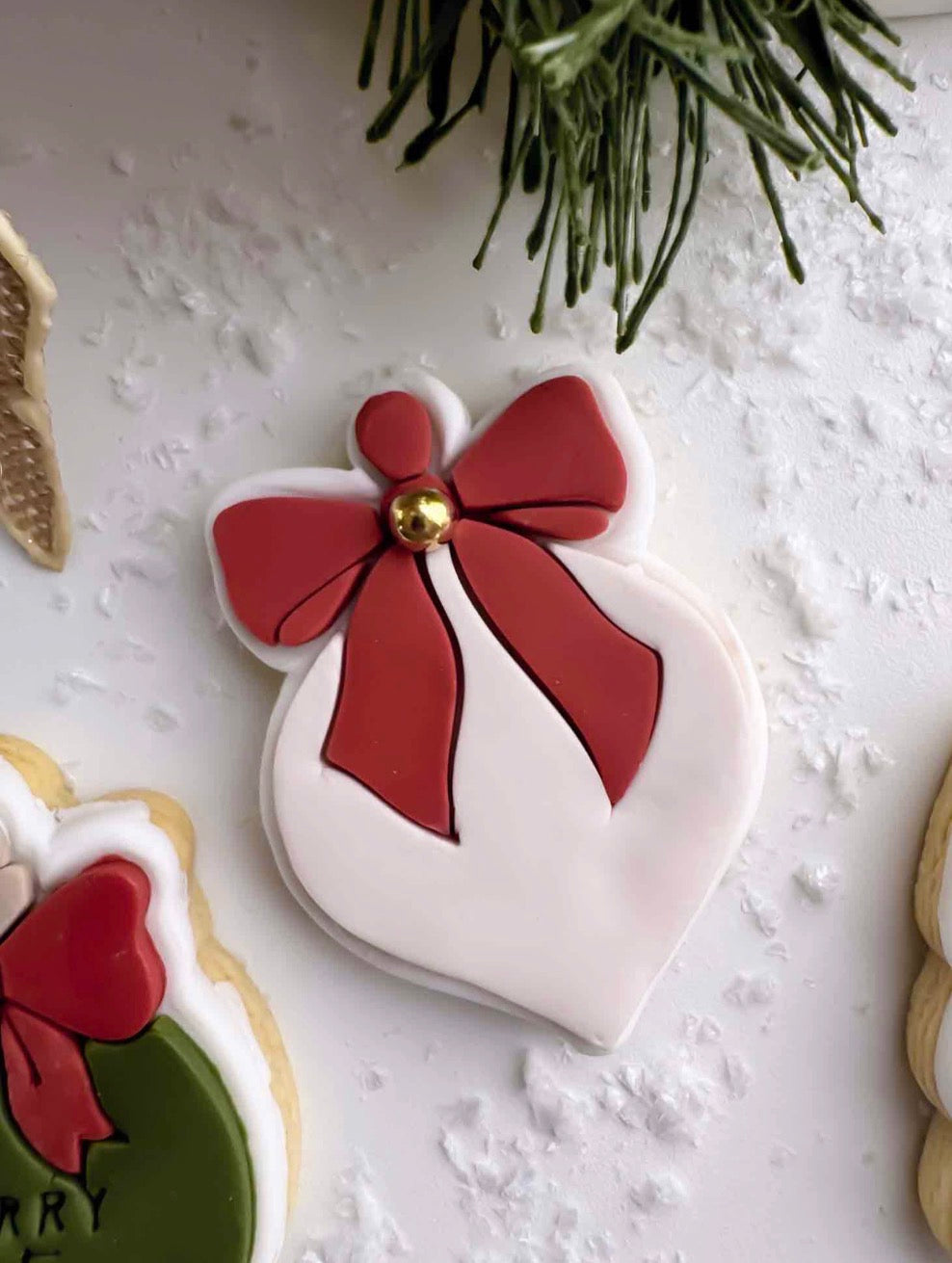 Tear Drop Bauble with Bow Cookie Stamp and Cutter