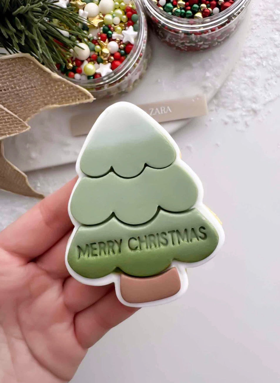 Curve Christmas Tree Cookie Stamp and Cutter