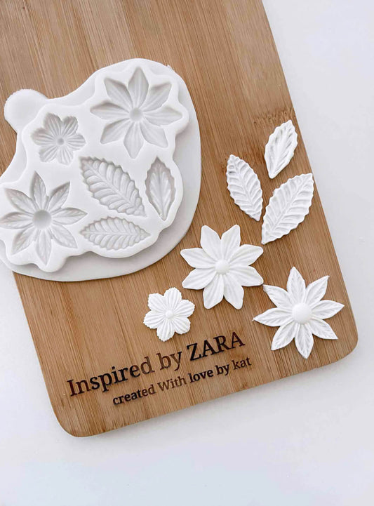 Pointed Tip Flowers and Leaves Silicone Mould