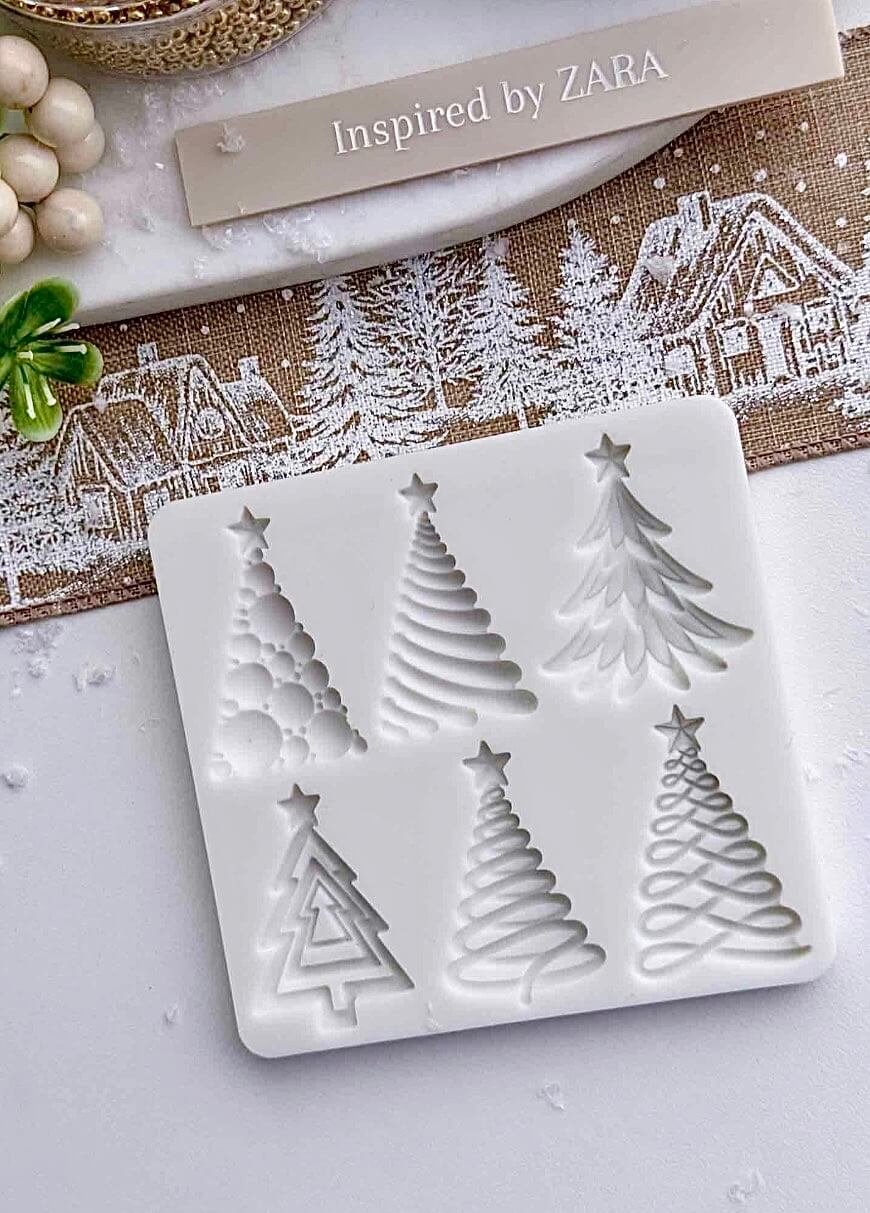 6 Whimsical Christmas Trees Silicone Mould