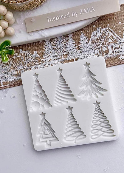 6 Whimsical Christmas Trees Silicone Mould