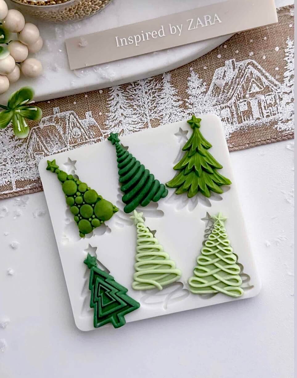 6 Whimsical Christmas Trees Silicone Mould
