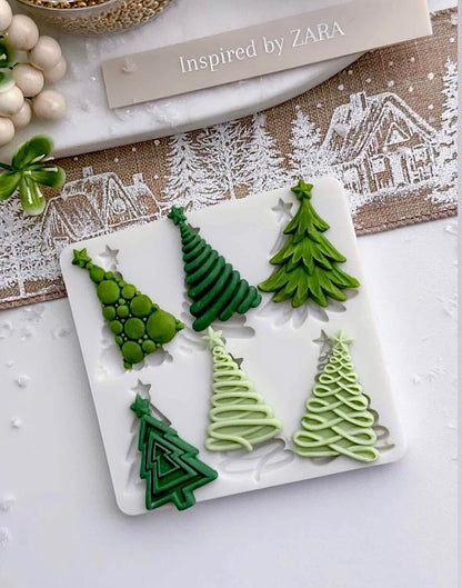 6 Whimsical Christmas Trees Silicone Mould