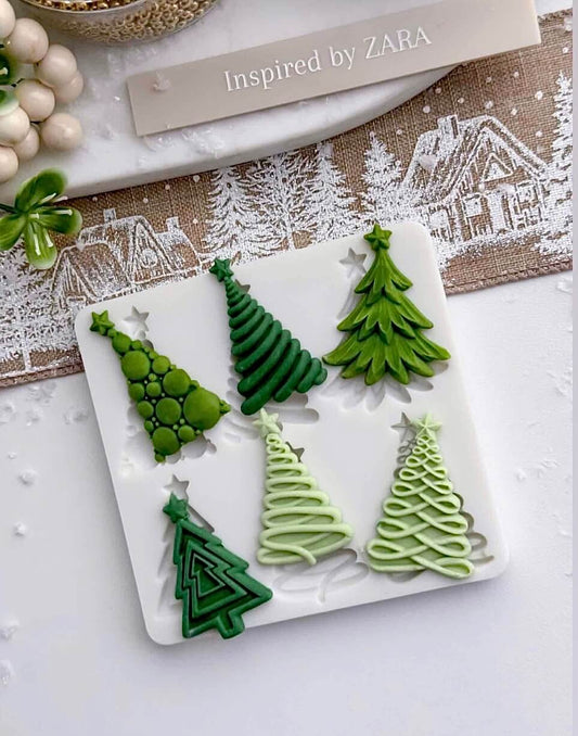 6 Whimsical Christmas Trees Silicone Mould